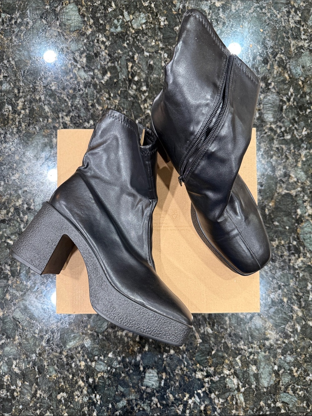So Me Black Chunky Heel Ankle Booties